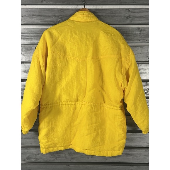 Vintage 90s Liz Claiborne Jacket Coat Womens Small Yellow Zip Puffer Ski Skiing - Picture 5 of 9